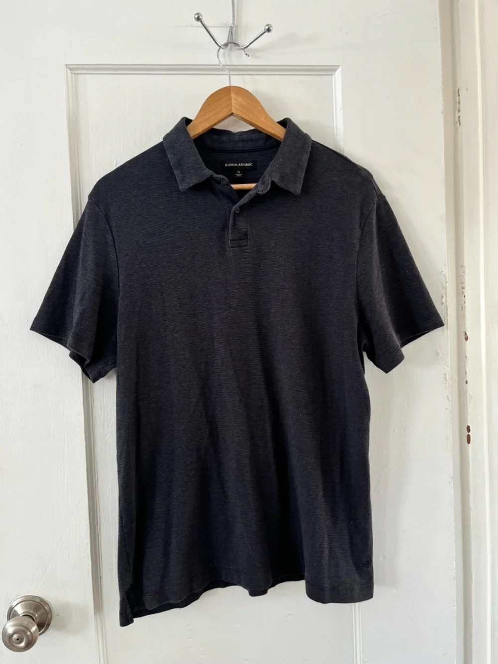 Banana Republic Premium 100% Cotton Polo - Dark Charcoal Gray - Men's XL